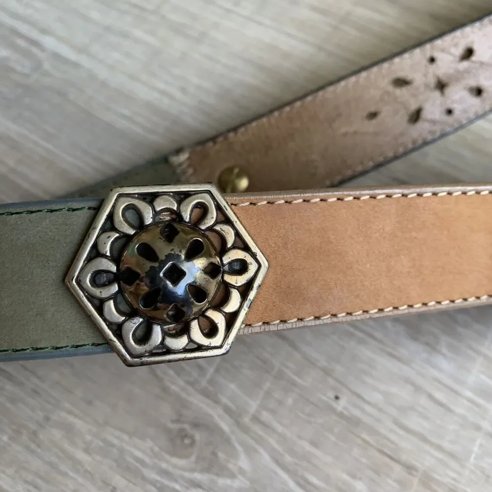 Brighton Womens Multi Color Leather Belt ML 30 39400 Perforated 28.5 - 31.5